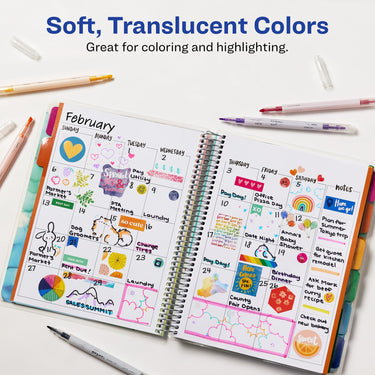 AVERY Dual Tip Markers, Fine Tip Marker and Chisel Tip Marker, Quick-Drying Water-Based Markers, Rainbow Assortment, Ideal Planner Markers and Journal Markers, 6-Pack (25004)